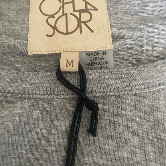 NWT CHASER Cool Jersey Ruffle Raglan Shirttail Dress Size M Color: Gray - Picture 8 of 12